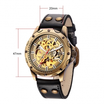 Armbanduhr Nizza - Automatik Uhrwerk - Armband Leder schwarz