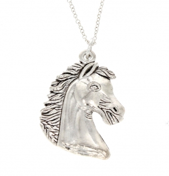 Halskette mit Anhänger Pferd - Kette 45 cm Sterling Silber 925