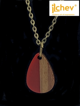 Anhänger iLchev® Woody rot - Anhänger aus Holz und Harz - Kette Bronze antik