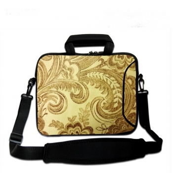 Laptoptasche Umhängetasche iLchev® - Textil Barock goldfarben