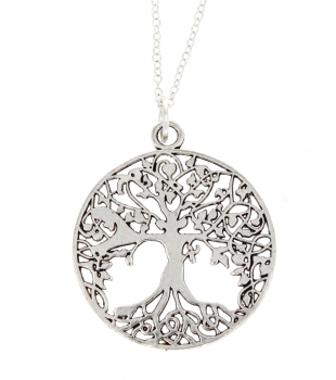 Halskette mit Anhänger Lebensbaum 5 - Kette 45 cm Sterling Silber 925
