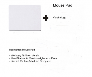 Mouse Pad mit Logo ihres Sportvereins - 350 x 260 mm mit geschlossener Kante