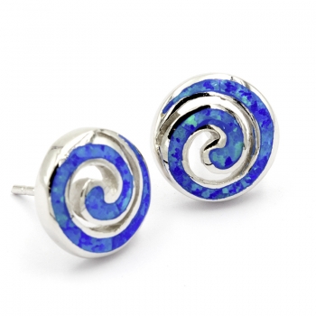 Ohrringe Poseidonspirale Grace Bay mit synthetischem Opal - Sterling Silber