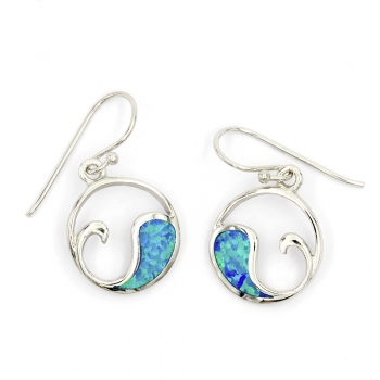 Ohrringe Meereswelle Praia da Falesia mit synthetischem Opal - Sterling Silber