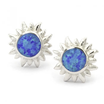 Ohrringe Blume des Meeres Balos Lagoon mit synthetischem Opal - Sterling Silber