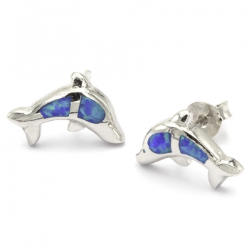 Ohrringe Delphin Seven Mile Beach mit synthetischem Opal - Sterling Silber