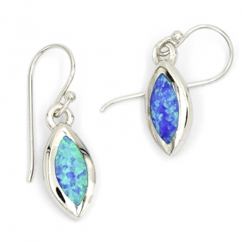 Ohrringe Auge des Meeres Radhanagar Beach mit synthetischem Opal - Sterling Silber