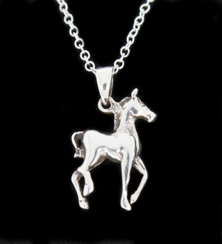 Halskette mit Anhänger Pferd #16091 - Kette 45 cm - Sterling Silber 925