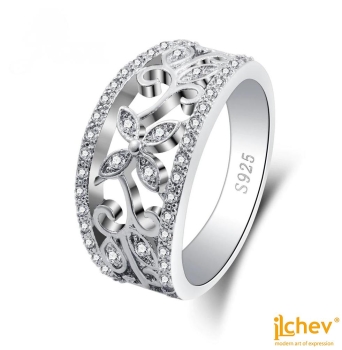 Ring iLchev® Blume - 925 Sterling Silber mit Zirkonia 
