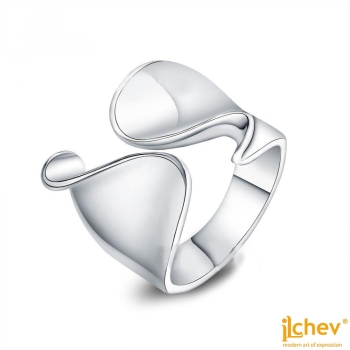 Ring iLchev® Wave - 925 Sterling Silber - Ringgröße 52 leicht einstellbar