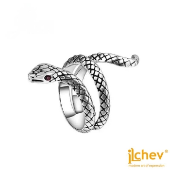 Ring iLchev® Schlange - 925 Sterling Silber - Ringgröße 52 leicht einstellbar