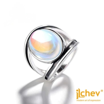 Ring iLchev® Mondstein - versilbert 
