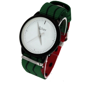 Armbanduhr iLchev® Woody+ - Gehäuse Ebenholz mit Nylonarmband Melone