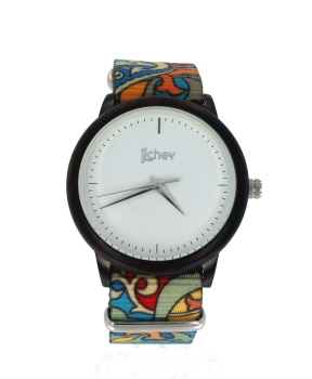 Preview: Armbanduhr iLchev® Woody+ - Gehäuse Ebenholz mit Nylonarmband Graffiti