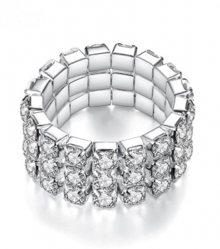 Ring Glitzer Zirkonia - Ringgröße 53+ mit elastischem Band