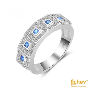 Ring iLchev® Cocktail Blue - 925 Sterling Silber mit Zirkonia