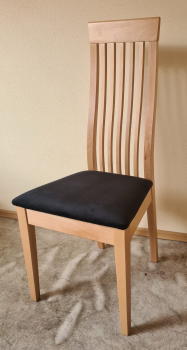 Preview: 2 x Stuhl Helena Buche massiv lackiert - Sitz schwarz gepolstert