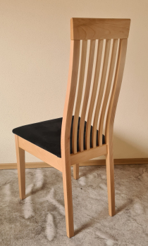 Preview: 2 x Stuhl Helena Buche massiv lackiert - Sitz schwarz gepolstert