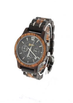 Preview: Armbanduhr iLchev® Paul - Massivholz Ebenholz und Zebraholz