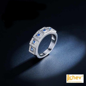 Preview: Ring iLchev® Cocktail Blue - 925 Sterling Silber mit Zirkonia