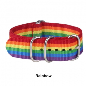 Preview: Armbanduhr Classic+ Art Design - Gehäuse 40 mm - Armband Nylon Rainbow