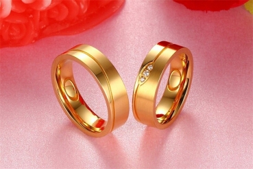 Preview: Hochzeitsringe Straight away - Edelstahl vergoldet - inkl. Gravur