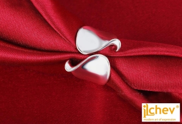 Preview: Ring iLchev® Wave - 925 Sterling Silber - Ringgröße 52 leicht einstellbar