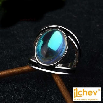 Preview: Ring iLchev® Mondstein - versilbert 