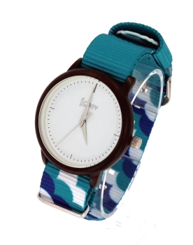 Armbanduhr iLchev® Woody+ - Gehäuse Ebenholz mit Nylonarmband Wave