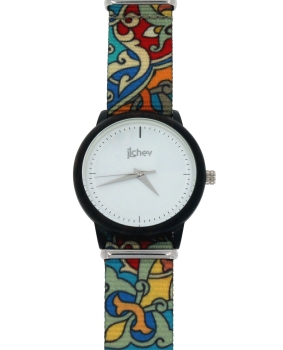 Armbanduhr iLchev® Woody+ - Gehäuse Ebenholz mit Nylonarmband Graffiti