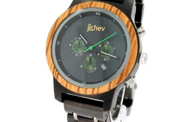 Preview: Armbanduhr iLchev® Willow - Massivholz Ebenholz und Zebraholz
