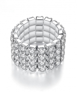 Preview: Ring Glitzer Zirkonia - Ringgröße 53+ mit elastischem Band