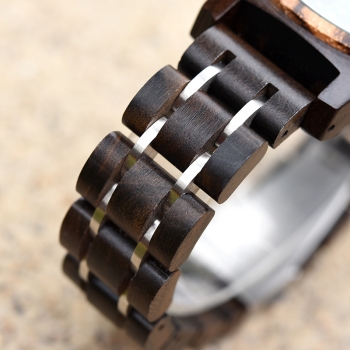 Preview: Armbanduhr iLchev® Willow - Massivholz Ebenholz und Zebraholz