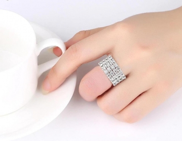 Preview: Ring Glitzer Zirkonia - Ringgröße 53+ mit elastischem Band