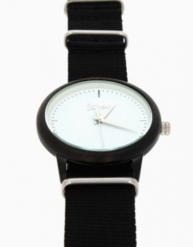 Preview: Armbanduhr iLchev® Woody+ - Gehäuse Ebenholz mit Nylonarmband schwarz