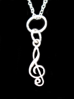 Halskette mit Anhänger Notenschlüssel # 46285 Sterling Silber 925 - Kette 45 cm
