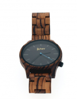 Preview: Armbanduhr iLchev® Noah - Massivholz Zebraholz mit Edelstahl