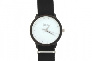 Preview: Armbanduhr iLchev® Woody+ - Gehäuse Ebenholz mit Nylonarmband schwarz