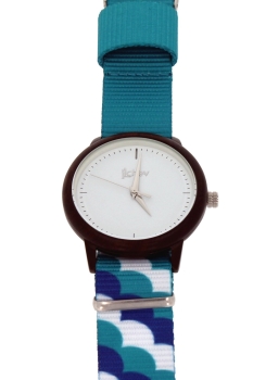 Preview: Armbanduhr iLchev® Woody+ - Gehäuse Ebenholz mit Nylonarmband Wave