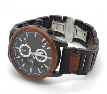 Preview: Armbanduhr iLchev® Ian - Massivholz Sandelholz mit Edelstahl