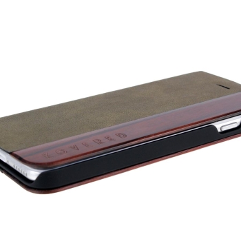 Preview: Handyhülle Handyetui Massivholz Ebony Leder grün  für Handy Apple iphone 7/8 plus