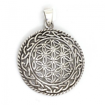 Anhänger Blume des Lebens #97329 mit Kette 45 cm - Sterling Silber 925