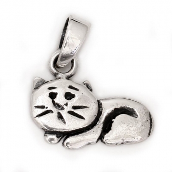 Anhänger Katze #98215 mit Kette 45 cm in 925 Sterling Silber