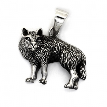 Anhänger #98521 Wolf und Kette 45 cm - Sterling Silber 925