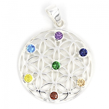 Anhänger Blume des Lebens #98675 mit Kette 45 cm - Sterling Silber 925