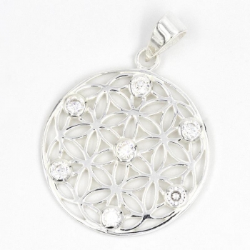 Anhänger Blume des Lebens #98678 mit Kette 45 cm - Sterling Silber 925
