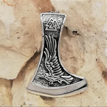 Anhänger #98727 Bartaxt mit Adler und Kette 45 cm - Sterling Silber 925