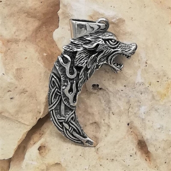 Anhänger #98728 Fenriswolf mit Trinity-Knoten und Kette 45 cm - Sterling Silber 925