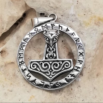 Anhänger #98744 Irminsul Yggdrasil mit Runen und Kette 45 cm - Sterling Silber 925