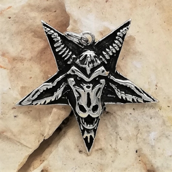 Anhänger #98776 Siegel des Baphomet und Halskette 45 cm in Sterling Silber 925